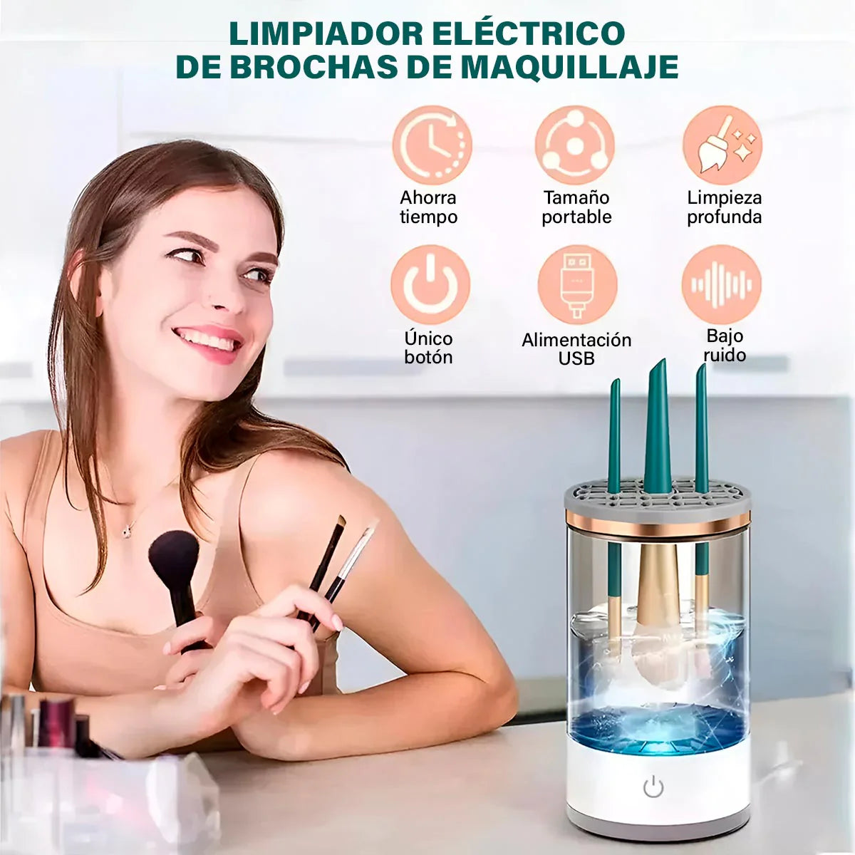 Limpiador de Brochas de Maquillaje Eléctrico