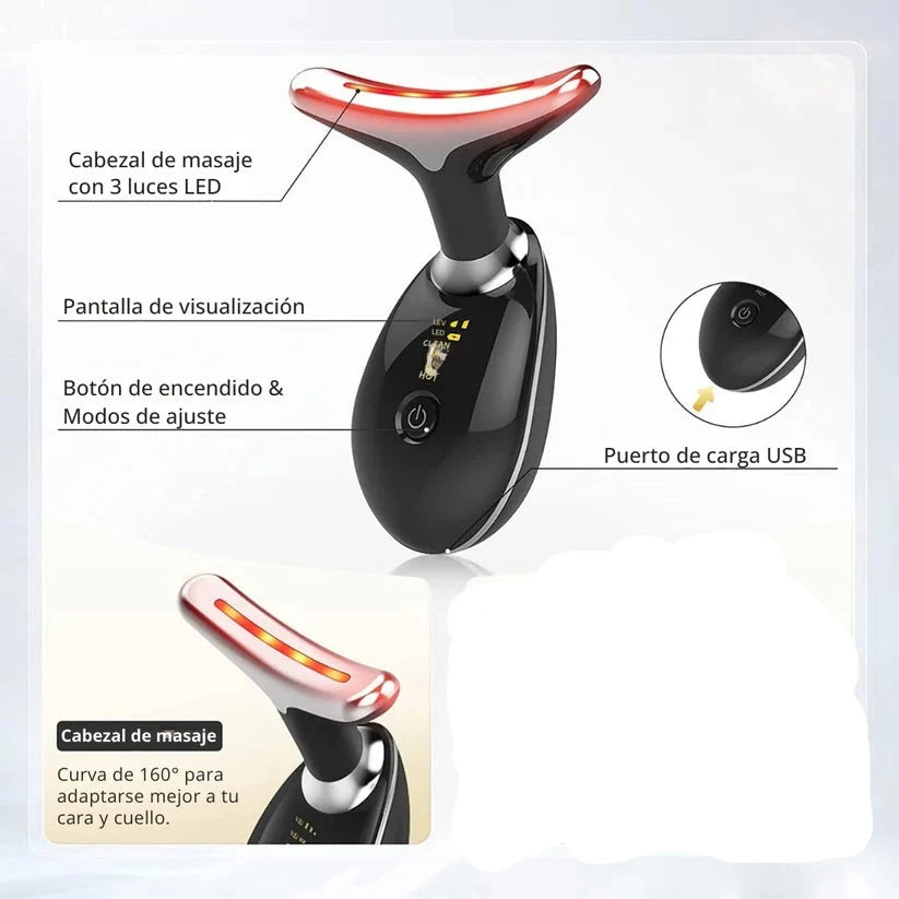 Masajeador Facial Eléctrico Anti-Arruga Luz LED
