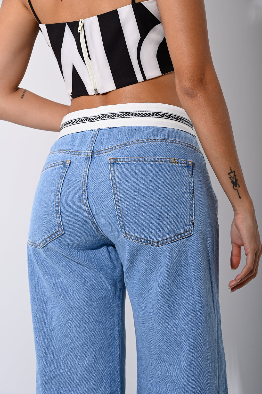 Jeans Palazzo Azul Tiro Alto