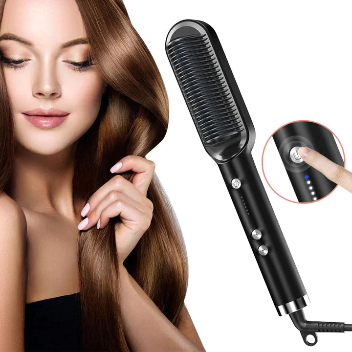 Cepillo Alisador de Pelo Eléctrico Anti-Frizz