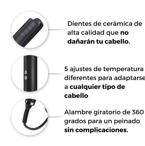 Cepillo Alisador de Pelo Eléctrico Anti-Frizz