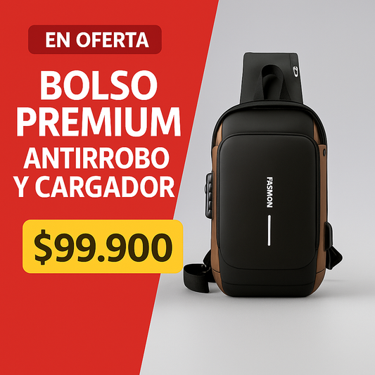 Bolso Bandolera Premium Antirrobo y Cargador