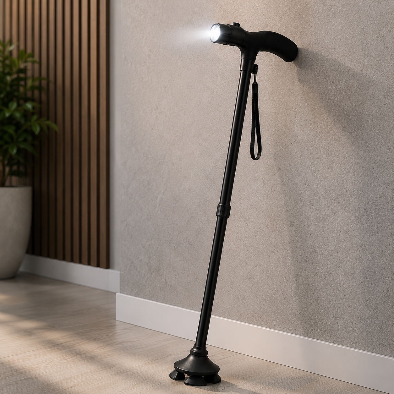 Bastón de Apoyo Plegable Premium con Luz LED