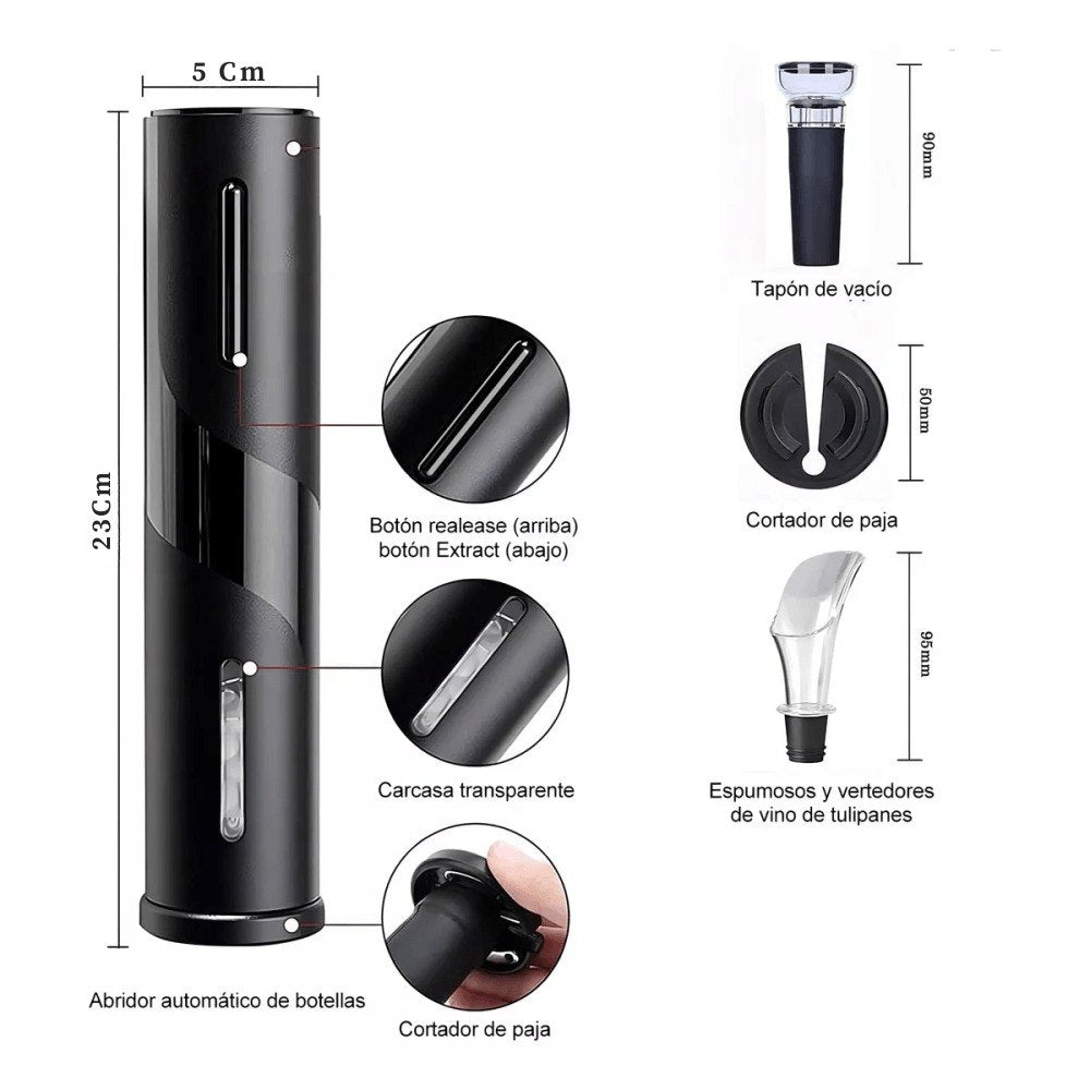 Sacacorchos Eléctrico + Kit para Vino